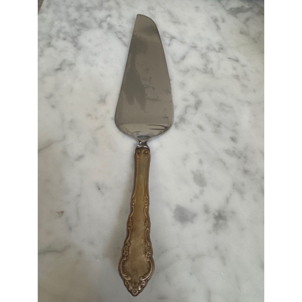 Reed & Barton Dresden Rose Silverplate Pie Cake Server Mirrorstele Stainless 195